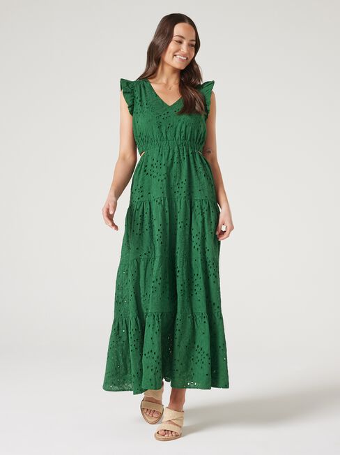 Emma Cut Out Maxi Dress, Green, hi-res