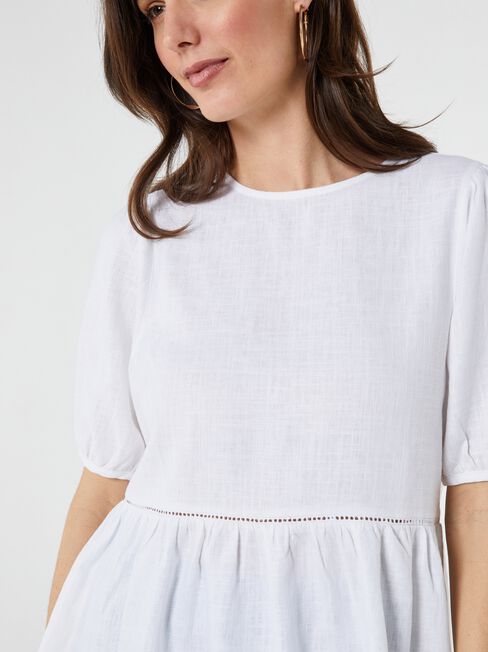 Dakota Puff Sleeve Top, White, hi-res