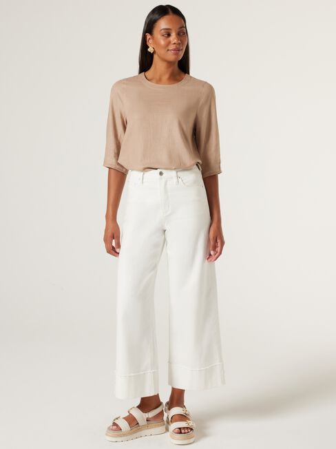 Carrie Blouson Sleeve Top, Taupe, hi-res