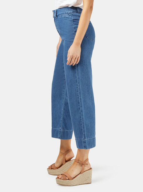 Cara Double Button Wide Leg Jean, Mid Indigo, hi-res