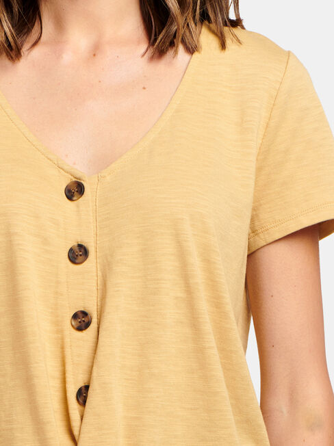 Byron Button Front Top, Yellow, hi-res