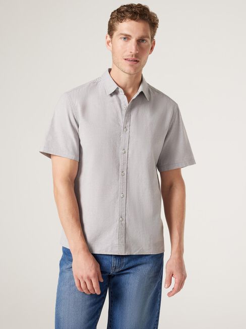 Short Sleeve Kai Textured Shirt, Grey, hi-res