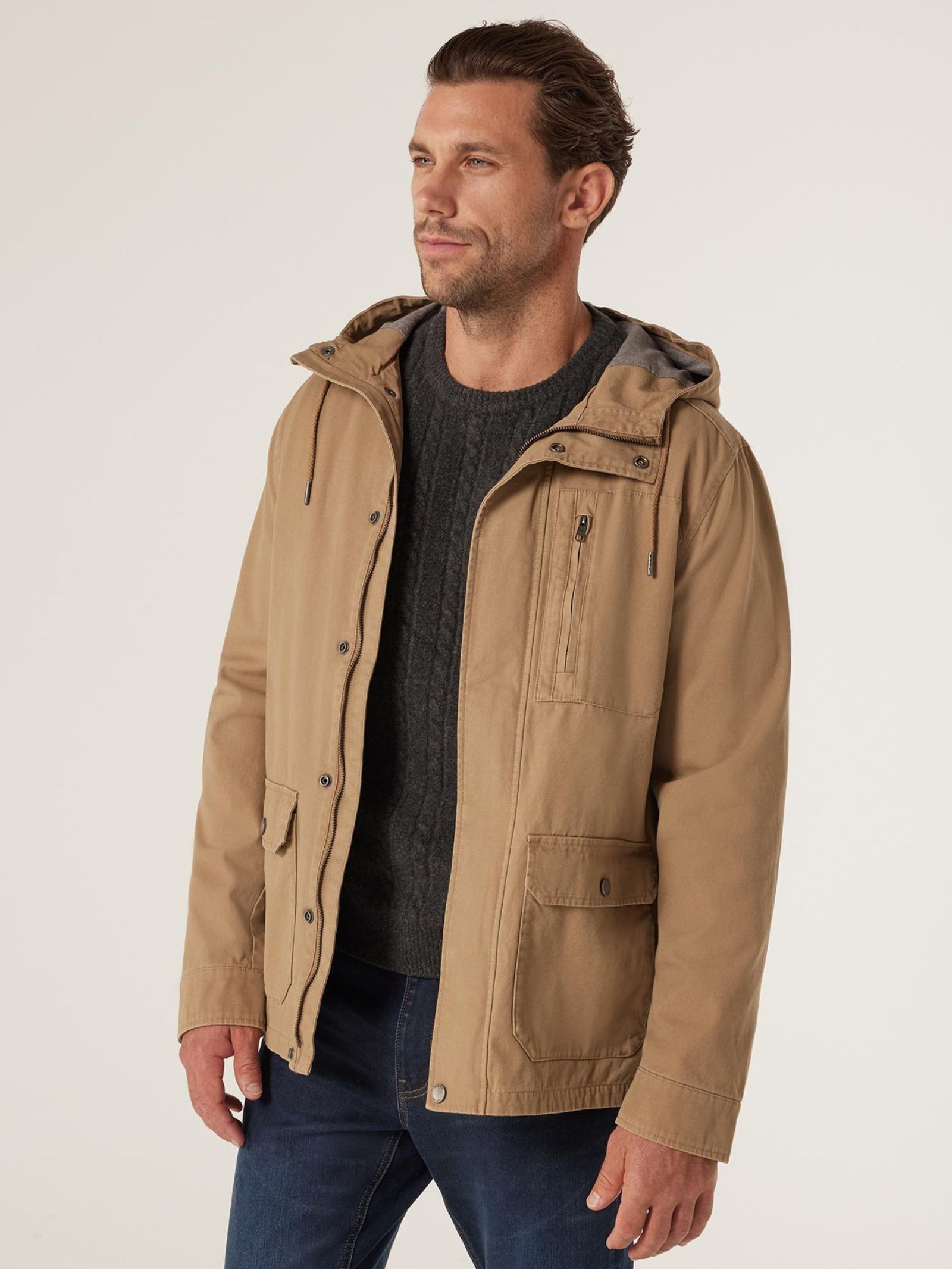 Style & co cotton hooded utility jacket best sale