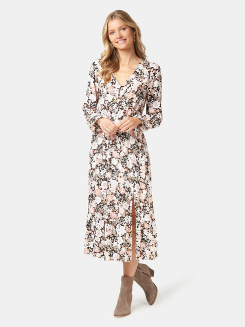 Scarlett Long Sleeve Midi Dress, Floral, hi-res