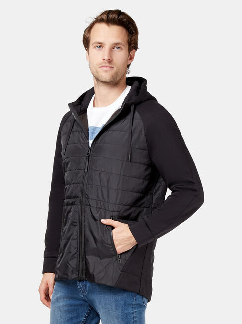 Forest Panelled Hoodie, Black, hi-res