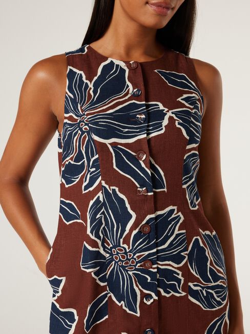 Annie Button Front Dress, Bold Blooms, hi-res