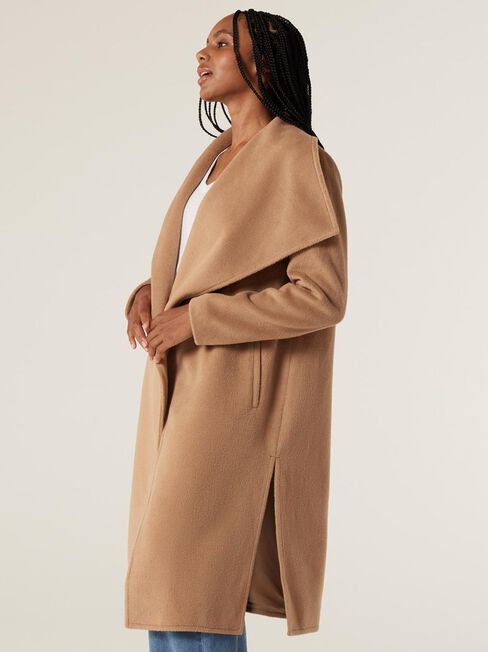 Mattea Longline Coat, Camel Marle, hi-res