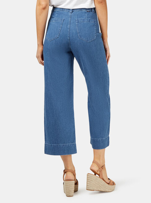 Cara Double Button Wide Leg Jean, Mid Indigo, hi-res