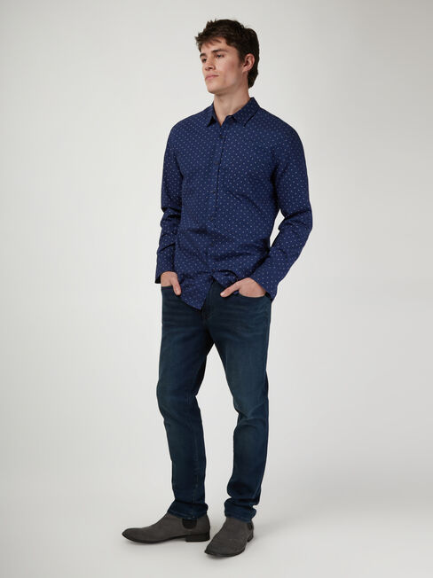 LS Lucas Print Shirt, Blue, hi-res