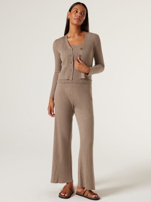 J-Luxe Chunky Rib Cami, Taupe, hi-res