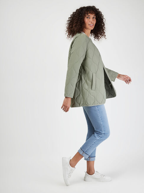 Priya Quilted Jacket, Green, hi-res