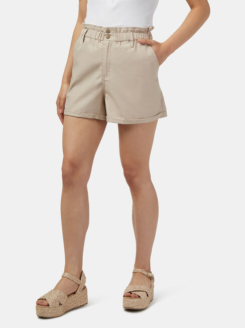 Cotton Paperbag Short, White, hi-res