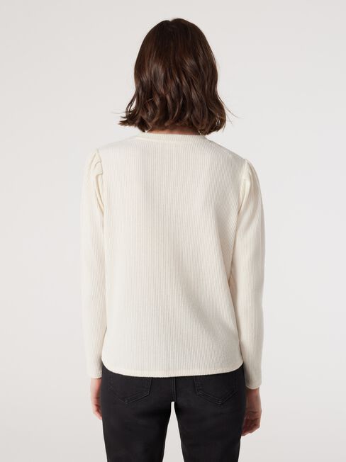 Aimee Twist Hem Top, White, hi-res