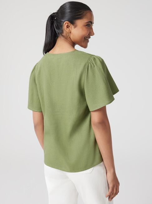 Avery V-Neck Top, Green, hi-res