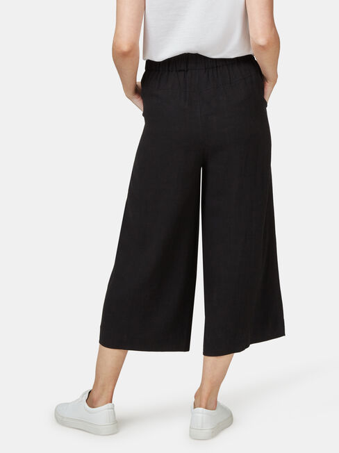 Ava Wide Leg Elastic Waist Pant, Black, hi-res