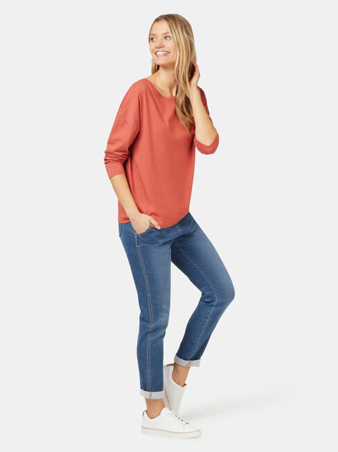 3/4 Sleeve Drop Shoulder Tee, Pink, hi-res