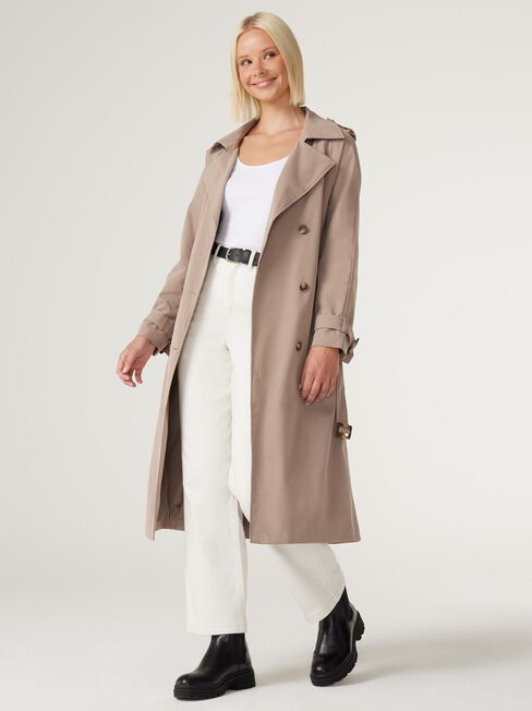 Amanda Relaxed Trench Coat, Latte, hi-res