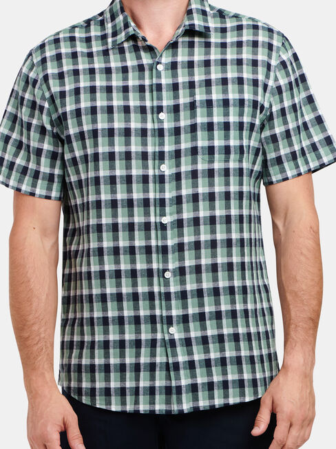 Trent Short Sleeve Check Shirt, Blue, hi-res
