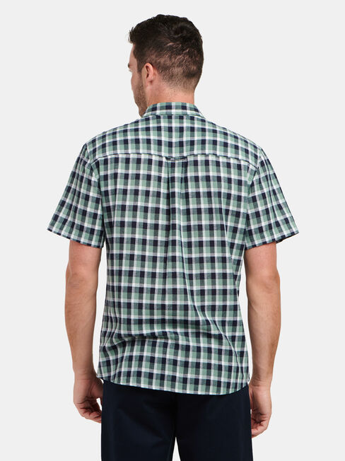 Trent Short Sleeve Check Shirt, Blue, hi-res
