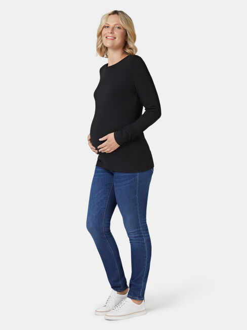 Natalie Maternity Long Sleeve Top, Black, hi-res