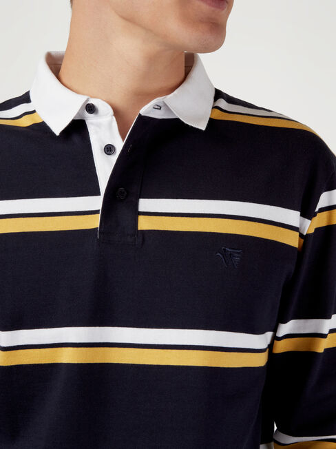 LS Carson Stripe Rugby Polo, Blue, hi-res