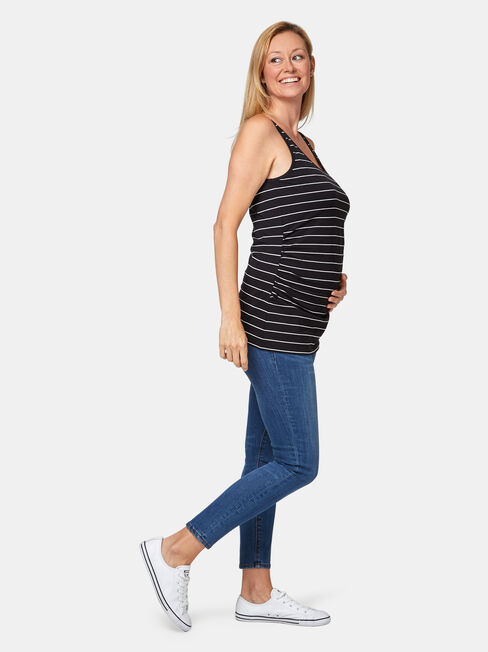 Lola Maternity Cotton Basic Tank, Stripe, hi-res