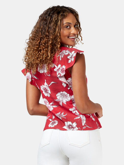 Missy Square Neck Top, Red, hi-res