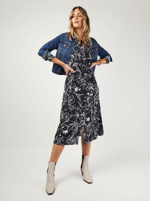 Sienna Shirred Waist Dress, Floral, hi-res