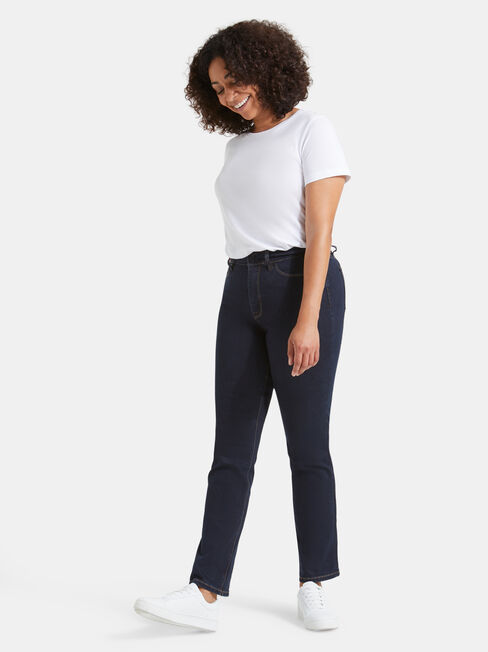 Tummy Trimmer Slim Straight Jeans  Absolute Indigo, Dark Indigo, hi-res