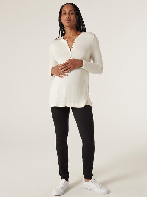 Mia Soft Touch Maternity Henley, Ivory, hi-res