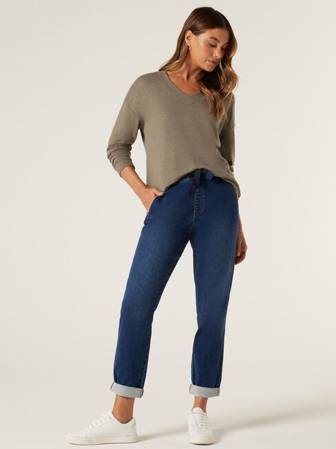 Viv Soft Touch V-Neck Pullover, Khaki Marle, hi-res