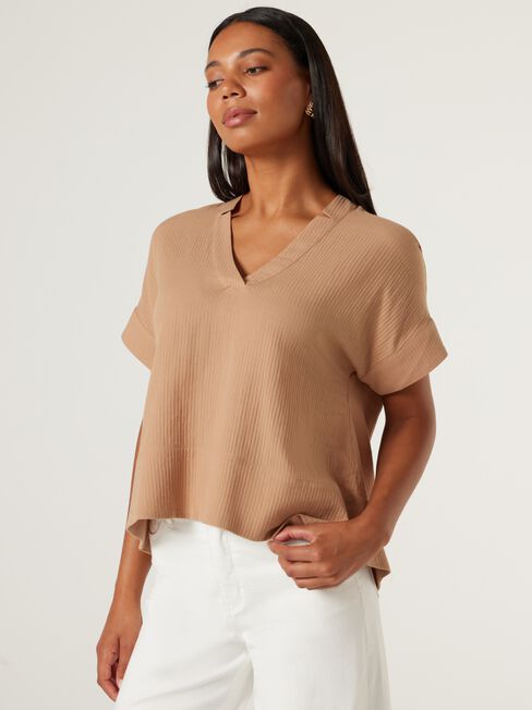 Alandra Textured Tunic, Caramel, hi-res