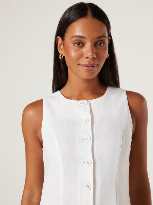 Annie Button Front Dress, Coconut, hi-res
