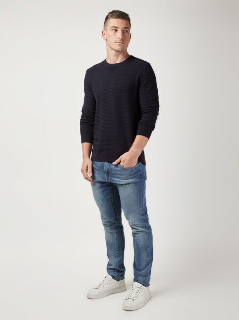 Slater Textured Crew Knit, Blue, hi-res