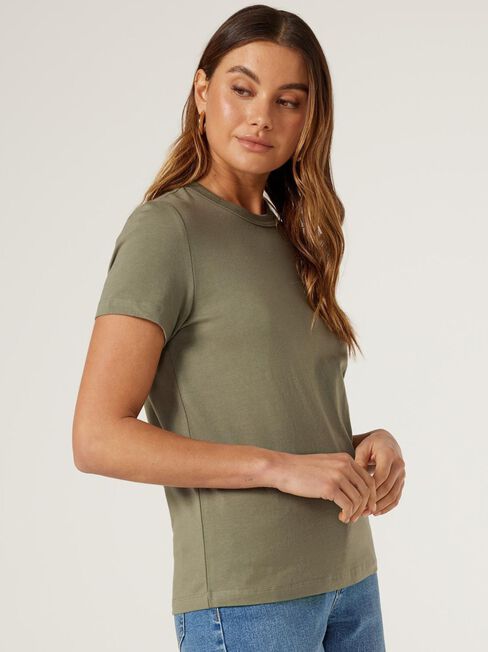 Classic Crew Neck Tee, Green, hi-res