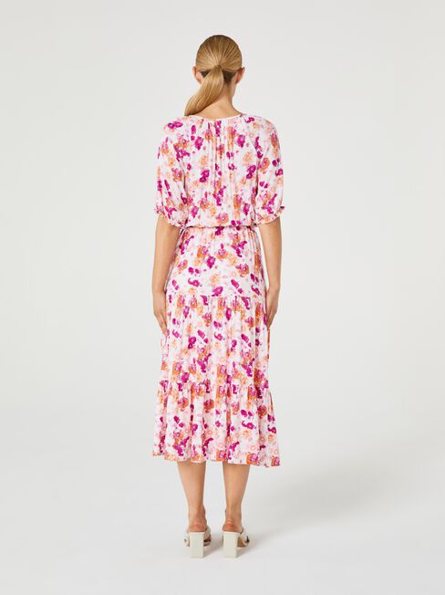 Grace Tiered Midi Dress, Floral, hi-res