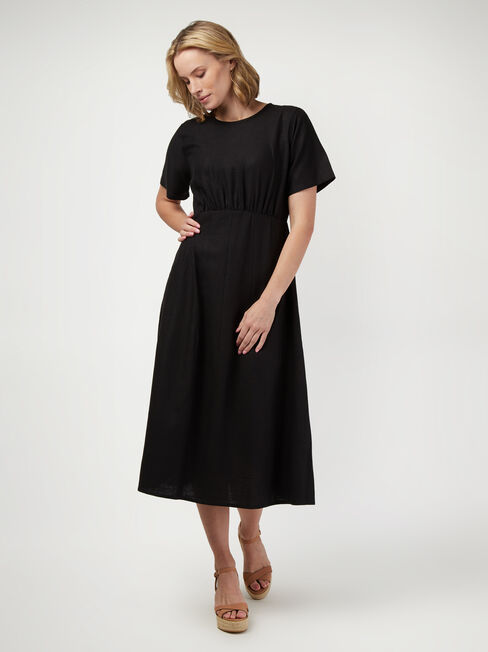 Portia Midi Dress, Black, hi-res