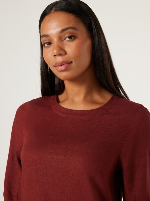 Carrie Blouson Sleeve Top, Brick, hi-res