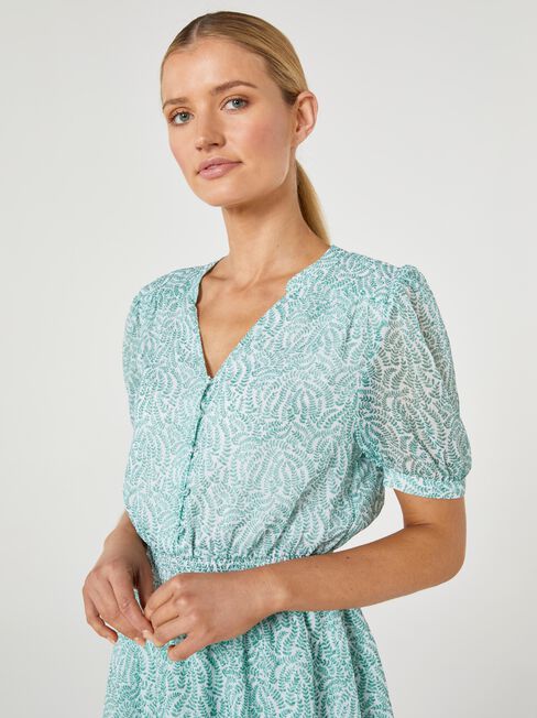 Leah Shirred Waist Dress, Print, hi-res