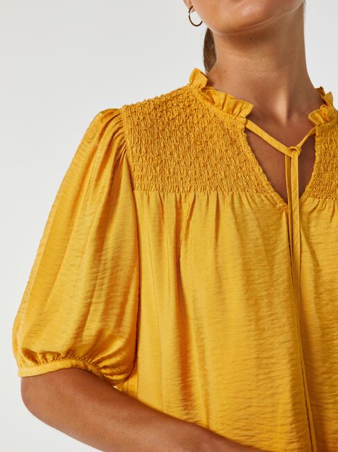 Jessie Shirred Yoke Top, Yellow, hi-res