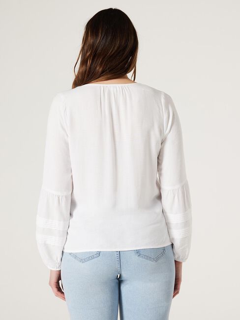 Everlie Pintuck Top, White, hi-res