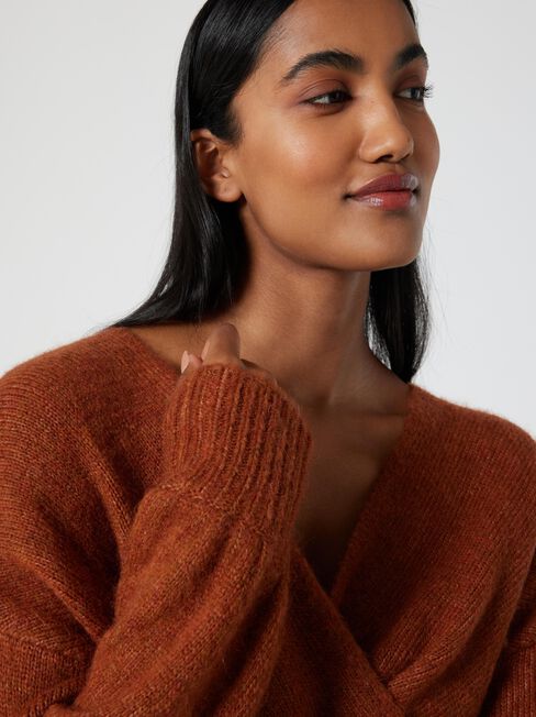 Charlotte Cross Over Knit, Cinnamon, hi-res
