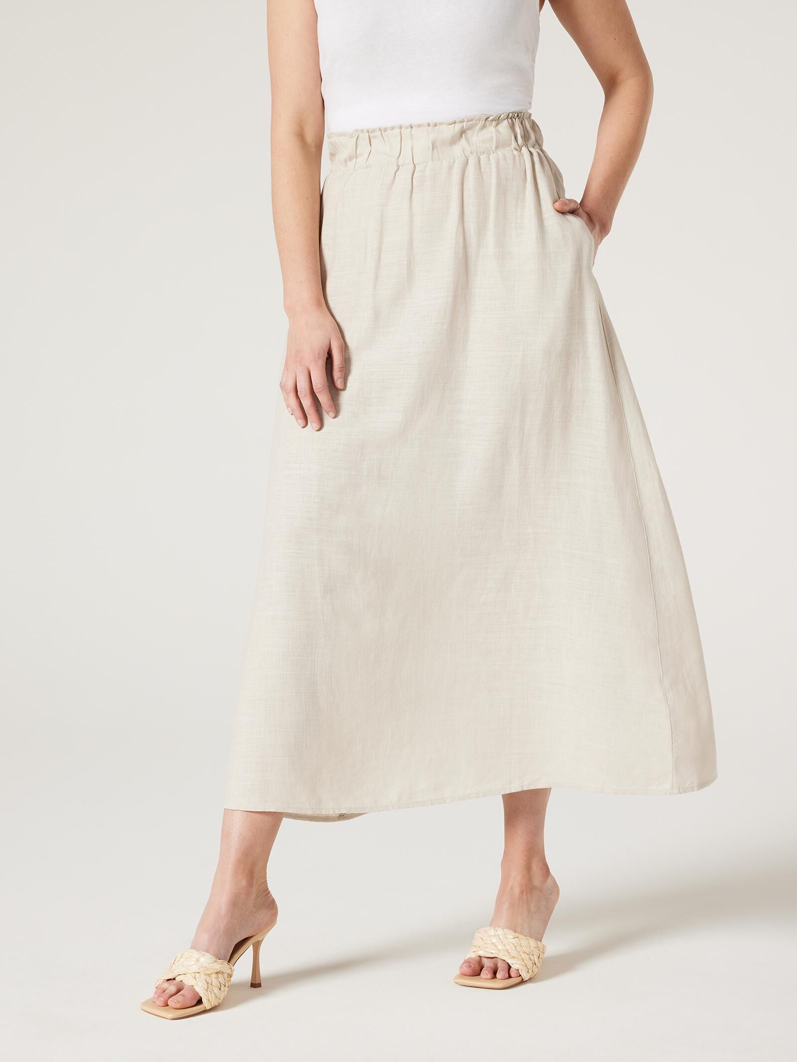 Linen midi cheap skirt nz