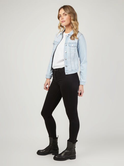 Classic Stretch Denim Jacket, Light Blue, hi-res