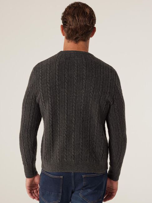 LS Archie Cable Crew Knit, Charcoal Marle, hi-res