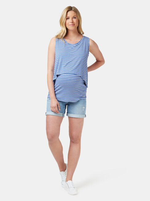 Cerese Layered Maternity Sleeveless Top, Stripe, hi-res