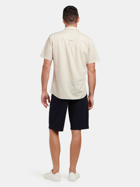 Ethan Short Sleeve Textured Shirt, Brown, hi-res