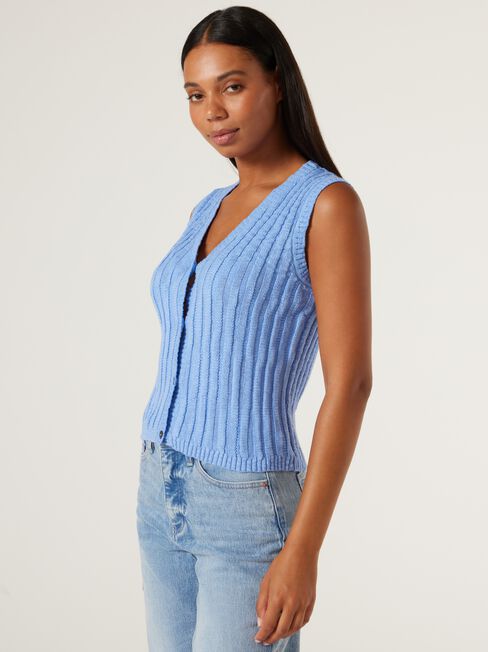 Lindsey Knit Vest, Blue, hi-res