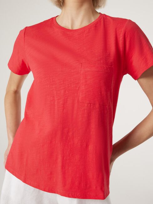 Essential Slub Pocket Tee, Candy Apple, hi-res