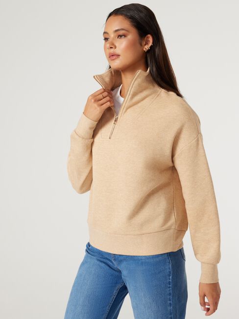 Varley Half Zip Soft Touch Pullover, Caramel, hi-res